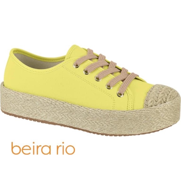 Beira Rio Casual Sneaker Espadrille Wedge Yellow - Picture 2 of 3